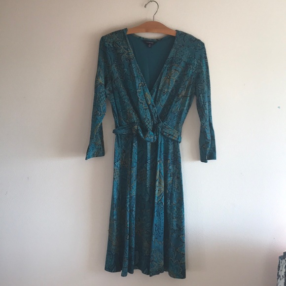 Lands' End Floral V Neck Dress - Picture 1 of 8